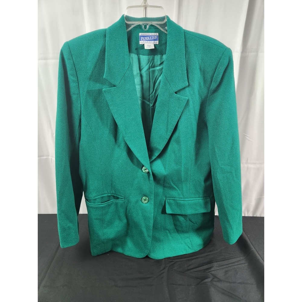 Vintage Pendleton Petite Women's Blazer Green‎ Size 12 Wool